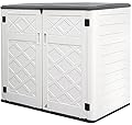 Mrosaa Resin Outdoor Storage Shed, 38 cu.ft Outdoor Storage Box Waterproof for Garden Tools, Patio Furniture, Trash Cans, Garage Storage, Customized Shelves & Lockable (Off White)