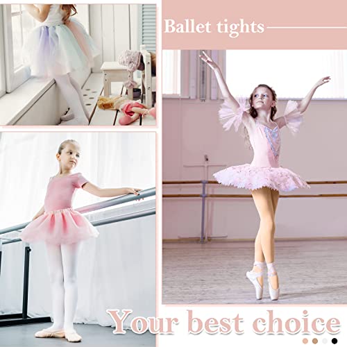 8 Pairs Ballet Tights For Girls Dance Tights Toddler Convertible Footless Tights For Toddler Kids Women (White, Light Pink, 9-12 Years) #TOP3