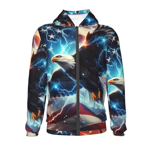 American Flag Eagle 3 Kids Pullover Hoodies Boys Zip Up Sweatshirts Girls Athletic Clothes with Pocket2