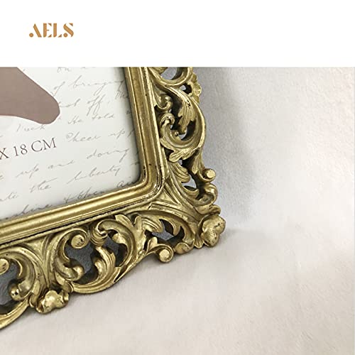 Aels 5X7 Inch Vintage Picture Frame, Elegant Antique Photo Frames With Glass Front, Photo Display, Tabletop Wall Hanging, Gift Ideas, Silver-Gold Hollow Pattern #TOP4