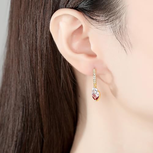 14K Gold Hoop and Drop Earrings with VVS1 Round/Square Cut Moissanite for Women, Ideal for Everyday Elegance or Special Events3