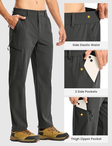 TBMPOY Men's Lightweight Hiking Pants Quick Dry 4 Pockets Stretch Water Resistant Travel Fishing Convertible Zip Cargo Jogger4