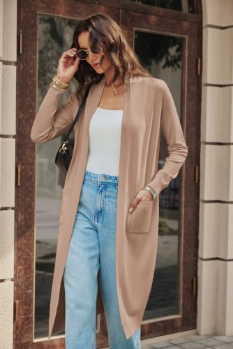 Image of GRACE KARIN Essential Solid Open Front Maxi Long Knitted Cardigan Sweater for Women