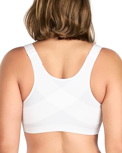 HSIA Posture Bras for Women - Front Closure Bra for Women No Underwire Back Support Plus Size Full Coverage Bra White