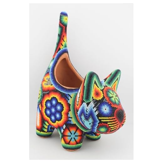 Handmade Huichol Cat Planter