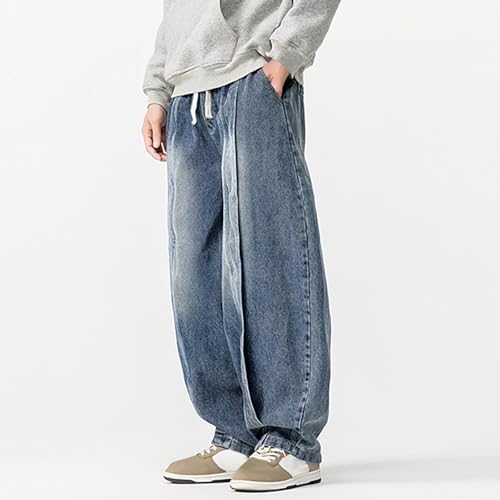 Mens Denim Pants for Man Medieval Harem Western Flare Wide Leg Summer Fall Pants 20253