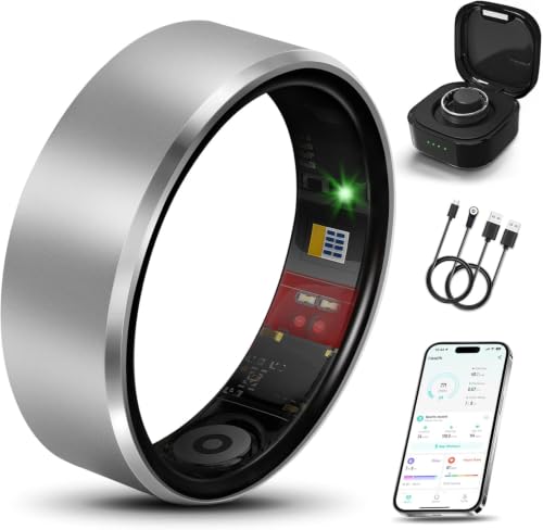Image of Smart Ring 2.0 for Women Men, Slim Scratch & Fingerprint Resistant Design, Advanced Chip Fitness Tracker, Sleep, Stress & Activity Monitoring, Waterproof, No Subscription Fees, Silver 11