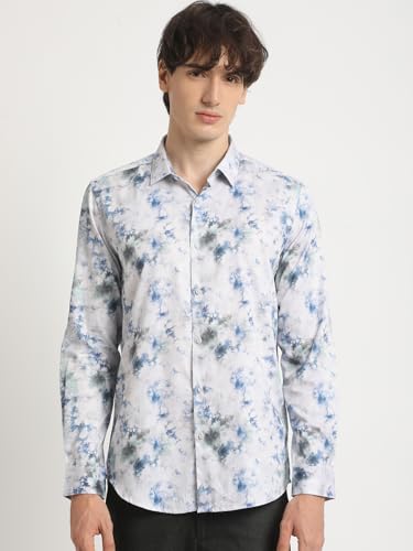 Image of Men Multicolour Printed Slim Fit Cotton Casual Shirt