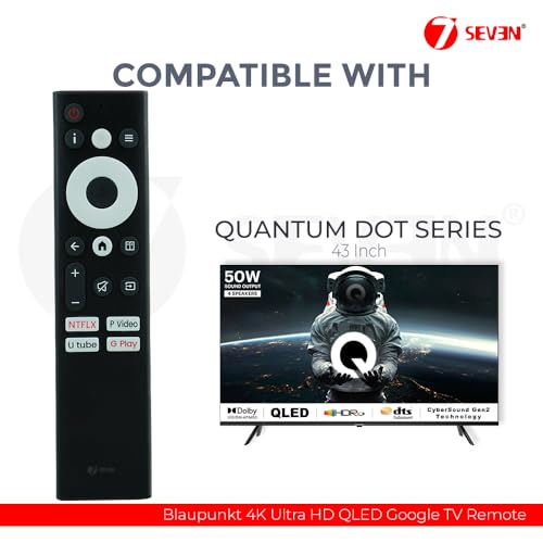 Image of 7SEVEN Compatible with Blaupunkt Tv Remote Control Suitable for Model 50CSGT7022 65CSGT7024 4K Google TV Ultra HD QLED Television Without Voice Command and Google Assistant