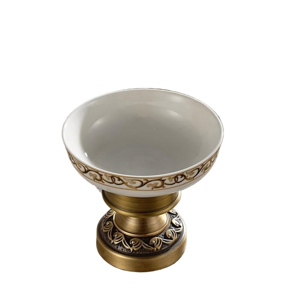 Soap Dishes, Antique Brass Carved Towel Paper Holder Rack Bathroom Accessories,Robe Hook(Free Standing Dish)