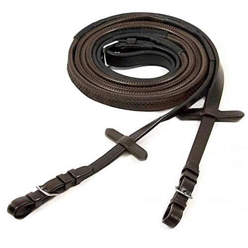 Schockemohle Neo Rubber Reins with Buckle End - Horse - Brown/Silver