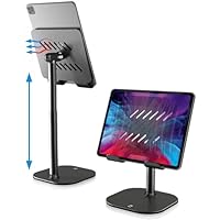 COOPER TabHolder, 7-10\" Height Adjustable Tablet Stand, Premium iPad Stand for Desk, 270° Tilt Portable Monitor Holder for 15.6-17\" Displays, for All iPad, Kindle, Surface, Samsung Tablets (Black)