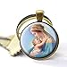 Produktbild Blaue Madonna und Kind Glas Foto Halskette Anhänger Geschenk Schlüsselanhänger