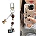 Mllepjdh Lovely Camera Bear Beaded Phone Strap Keychain Alloy Charm Decoration for Fashion Accessories and Daily