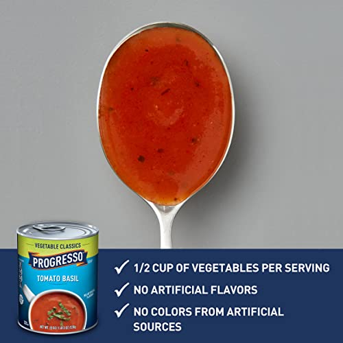Image of Progresso Tomato Basil Soup, Vegetable Classics Canned Soup, Gluten Free, 19 oz (Pack of 6)