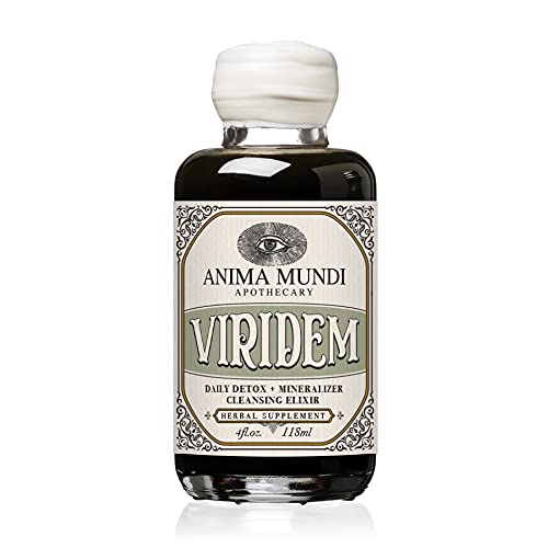 Anima Mundi Apothecary Viridem Greens Detox Elixir - GI & Liver Detox Liquid Supplement, Natural Herb Cleanse with Chlorophyll, Moringa + Organic Chlorella - Add to Juice & Teas (4oz / 118ml)