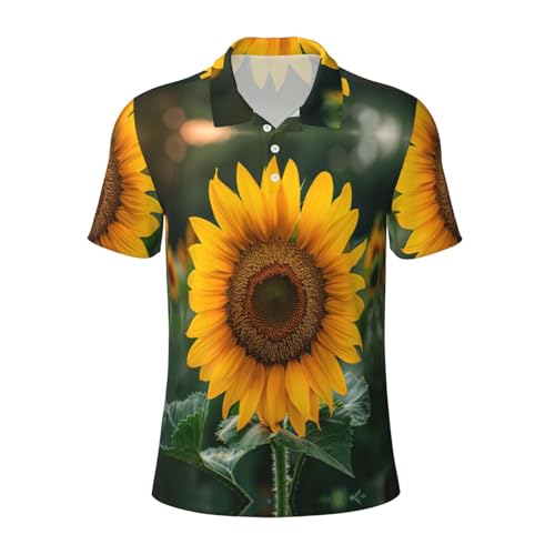 Polo imprimé tournesol anti-transpiration pour le golf et le travail