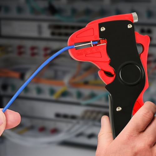 Automatic Wire Stripper Tool, 2 in 1 Quickstrip Cutter Strippers, Multifunctional 10-24 AWG Electrical Cable Stripping Tools, Needle Nose Pliers, Self Adjusting Quick Strip for Electrician, Black Red