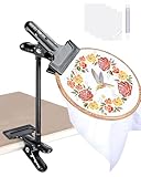 PLOZANO Adjustable Embroidery Hoop Stand Holder, Heavy Duty Portable 360°Cross Stitch Table Holder for DIY Embroidery Needlework Art Craft Sewing Handicrafts(10inch)