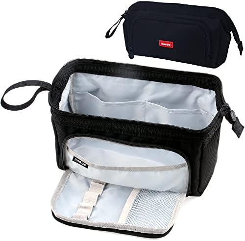 Large Pencil Case Big Capacity Pencil Bag Portable Pencil Case School Supplies Suitable for Middle High School College Students Girls Boys Teen Storage Organizer Gift (Black)