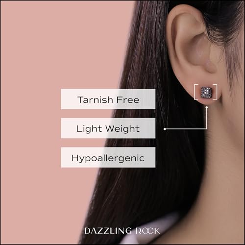 Dazzlingrock Collection Round Black Diamond Dice Shaped Unisex Stud Earrings (Color Black, Clarity Opaque) in Black Plated 925 Sterling Silver2
