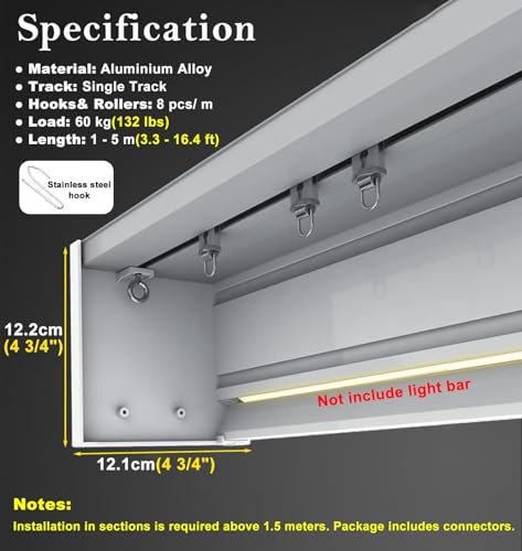 Cenefa de aluminio ajustable para ocultar rieles de cortinas 7