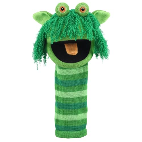 The Puppet Company Squelch ECO Sockette Hand Puppet - Eco-Friendly Swamp Monster Puppet Toy with Cheeky Smile & Squeaky Tongue - Fun for Kids & Adults - 38cm