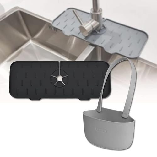 Kitchen Sink Accessories - Silicone Sink Mat - Faucet Cover - Sponge Holder - Soap Sponge Holder For Kitchen Sink - Silicone Faucet Mat - Drying Mat For Kitchen Counter - Kitchen Sink Splash Guard #TOP22