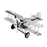 QUXVUIS Vintage Doppeldecker Flugzeugmodell aus Eisen als Dekoration für Zuhause, als einzigartiges Geschenk für Büro und Schreibtisch. Ideal für Luftfahrtbegeisterte und, Silber, M