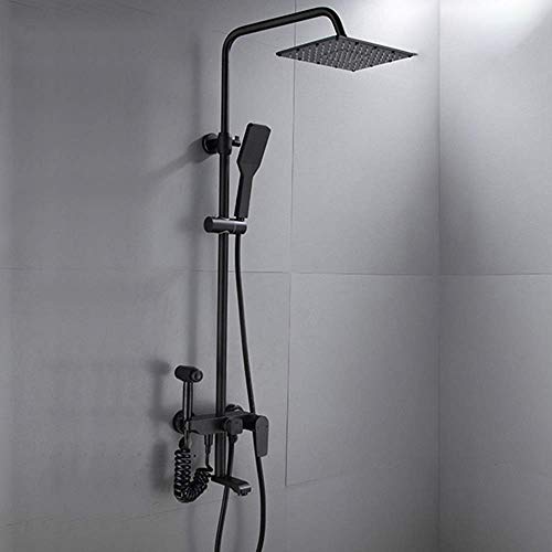 Douche de tête carrée anti calcaire avec douchette et robinet mitigeur intégré