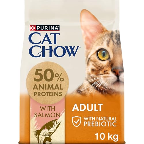 PURINA CAT CHOW | Adulte | Croquettes pour Chat | NaturiumTM | Saumon | 10 kg | Sac