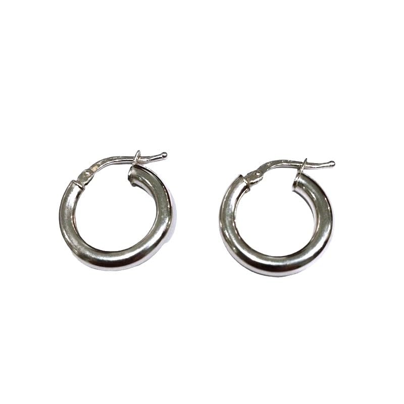 ORECCHINI CERCHI PICCOLI TUBOLARI IN ORO BIANCO 18 KT LUCIDO