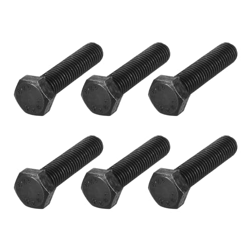 Image of METALLIXITY Hex Bolts (M12-1.75x50mm) 6Pcs, 12.9 Grade Carbon Steel Fully Threaded Black Oxide, Coarse Thread UNC Hex Head Screw Bolt - for Mechanical Repair