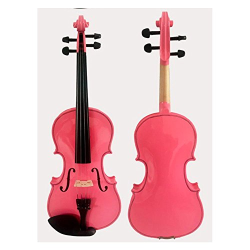 Violín de madera maciza de arce abeto con estuche y instrumento de colofonía Multi-tamaño Rosa