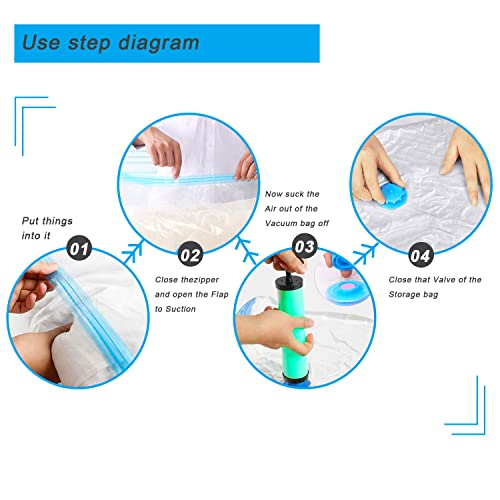 Vacuum Bags, Reusable Storage Bags, With Hand Pump, 4 PCS, Transparent, 80x60 cm, 60x40cm - Image 4