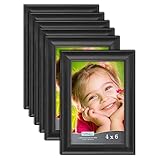 Icona Bay 4x6 (10x15 cm) Picture Frames (Black, 6 Pack), Contemporary Photo Frames 4 x 6, Composite Wood Frames for Walls or Table Top, Lakeland Collection