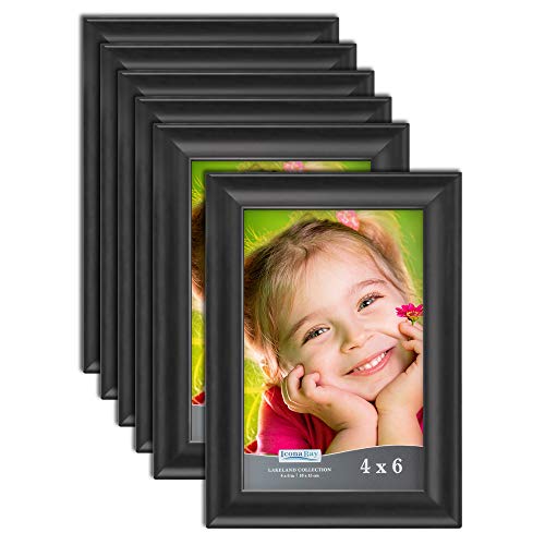 Icona Bay 4x6 (10x15 cm) Picture Frames (Black, 6 Pack), Contemporary Photo Frames 4 x 6, Composite Wood Frames for Walls or Table Top, Lakeland Collection