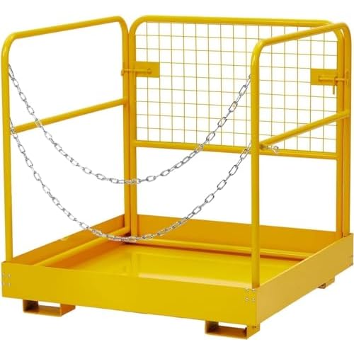 Forklift Safety Cage 36 in x36 in for 1 or 2 People, Forklift Man Basket 1200 LBS, Foldable Forklift Work Platform for Changing Lights, Painting, Roof