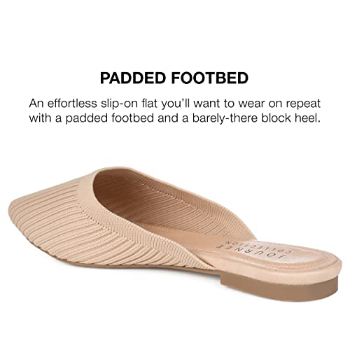 Image of Journee Flat Knit Mules for Women - Closed Pointed Toe Slip-On Shoe - Comfortable Aniee Slide