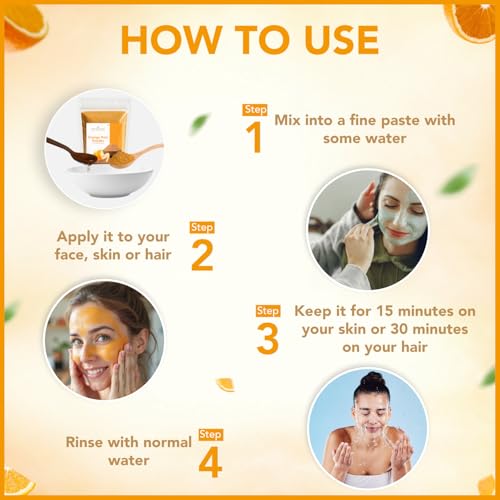 Image of Organic Orange Peel Powder for Face (200gm) | Tan Removal, Acne Control, Glowing Skin | Face Mask & Cleanser |100% Pure & Natural Skin Brightening Pack