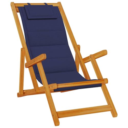 Chaise de plage pliante bois acacia lot de 2 fauteuils inclinables avec coussin pour terrasse - 4