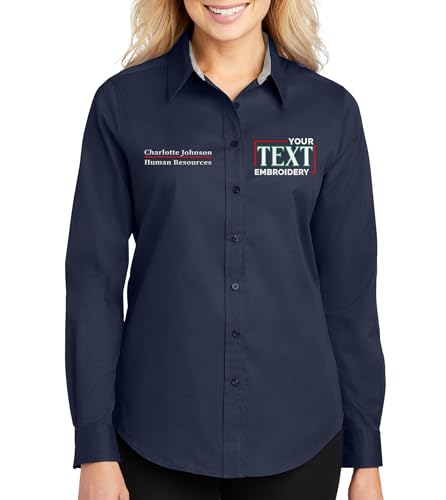 Custom Long Sleeve Embroidered Shirts for Women Add Your Text Personalized Embroidery Shirts