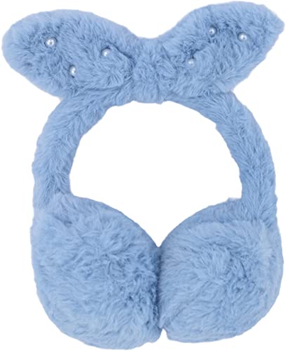 Tobeinstyle Girl's Pack Of 6 Winter Earmuffs And Ear Warmers - Subtle Pearls Bow Bunny Ears - Black/Ivory/Blue - One Size #TOP2