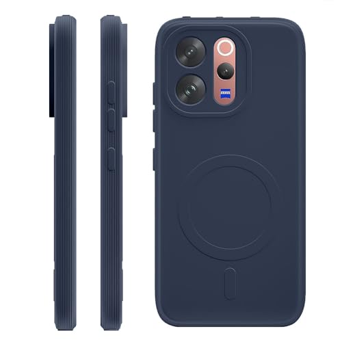 Image of Back Cover Compatible with Vivo V70 5G | MagFit Ring Design (Non-Magnetic) | Shockproof Case | Anti-Slip Grip | Raised Camera Edges | Slim Protective Case for Vivo V70 5G (Steel Blue)