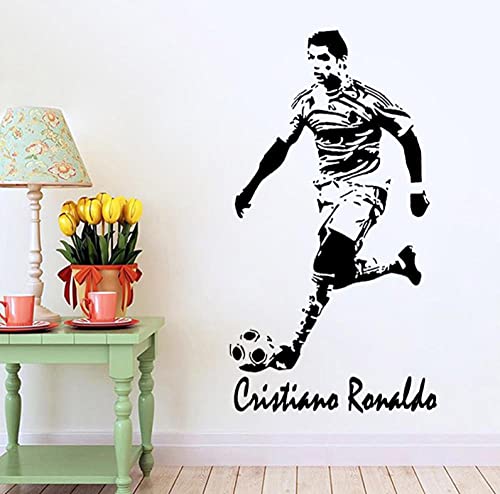 ZYkang Fußballspieler Wandtattoo Ronaldo Fußball Action Player Name Vinyl Wandaufkleber für Kinderzimmer Schlafzimmer Dekoration Wandbild 57x31cm Cover