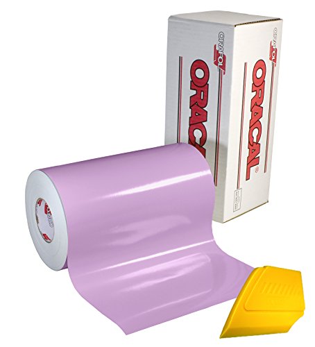 Oracal 651 Multi-Colored Vinyl Solvent-Based Adhesive-Backed Calendared Wrap Decals W/Yellow Multi-Purpose Squeegee (12" X 5Ft, Lilac) #TOP23