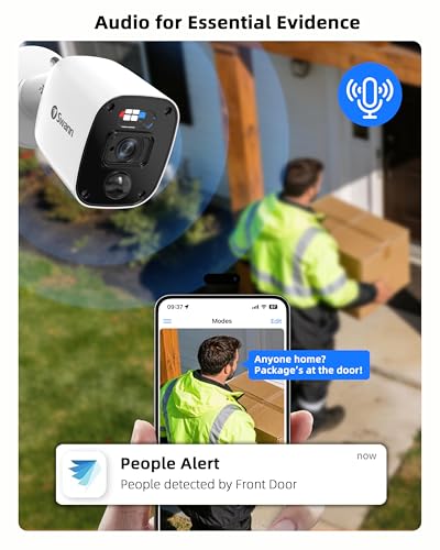 Swann Home Security Camera System,6 Cams H.265 Wired with Person Vehicle Detection, 2k 8CH Surveillance DVR Kit-Deterrent Red & Blue Lights, Color Night Vision,24/7 Recording,8468562KMQB - image 5