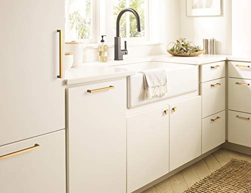 Image of Amerock | Cabinet Pull | Champagne Bronze | 3-3 /4 inch (96 mm) Center-to-Center | Monument | 2 Pack | Drawer Pull | Cabinet Handle | Cabinet Hardware