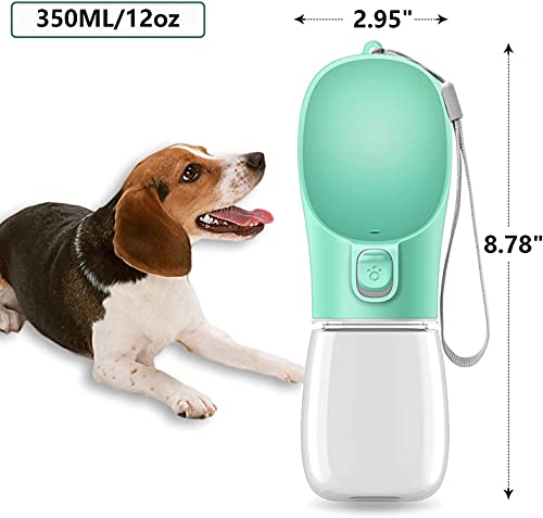 Pet Dog Water Bottle, 12 OZ Portable Puppy Water Dispenser Leak Proof Water Cup with Drinking Feeder for Pets Outdoor Walking, Hiking, Travel (350 ML / 12 OZ, Green) - Image 3