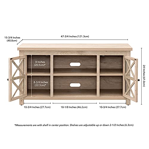 Image of Henn&Hart Rectangular TV Stand for TV's up to 55 inch in White Oak, TV Stands for the Living Room